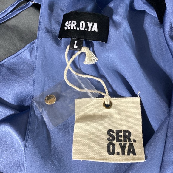 SER.OY.A Alisa Silk Mini Dress in Country Blue Size L - Picture 10 of 11